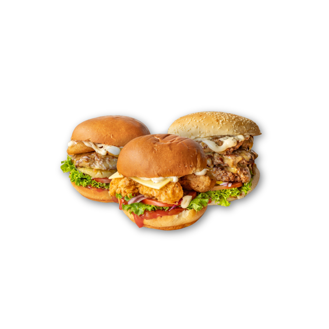 Three Iceburgg chicken burgers