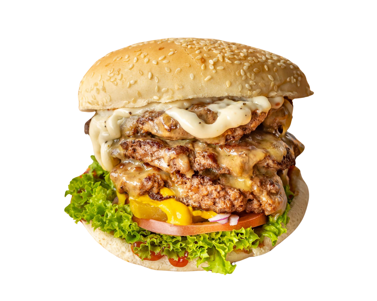 Triple stacked Iceburgg cheeseburger